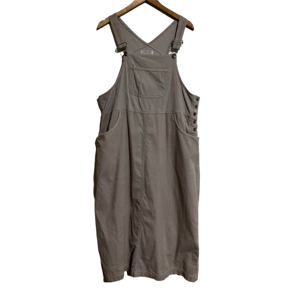 Cherokee 100% cotton corduroy tan overall dress skirt Large